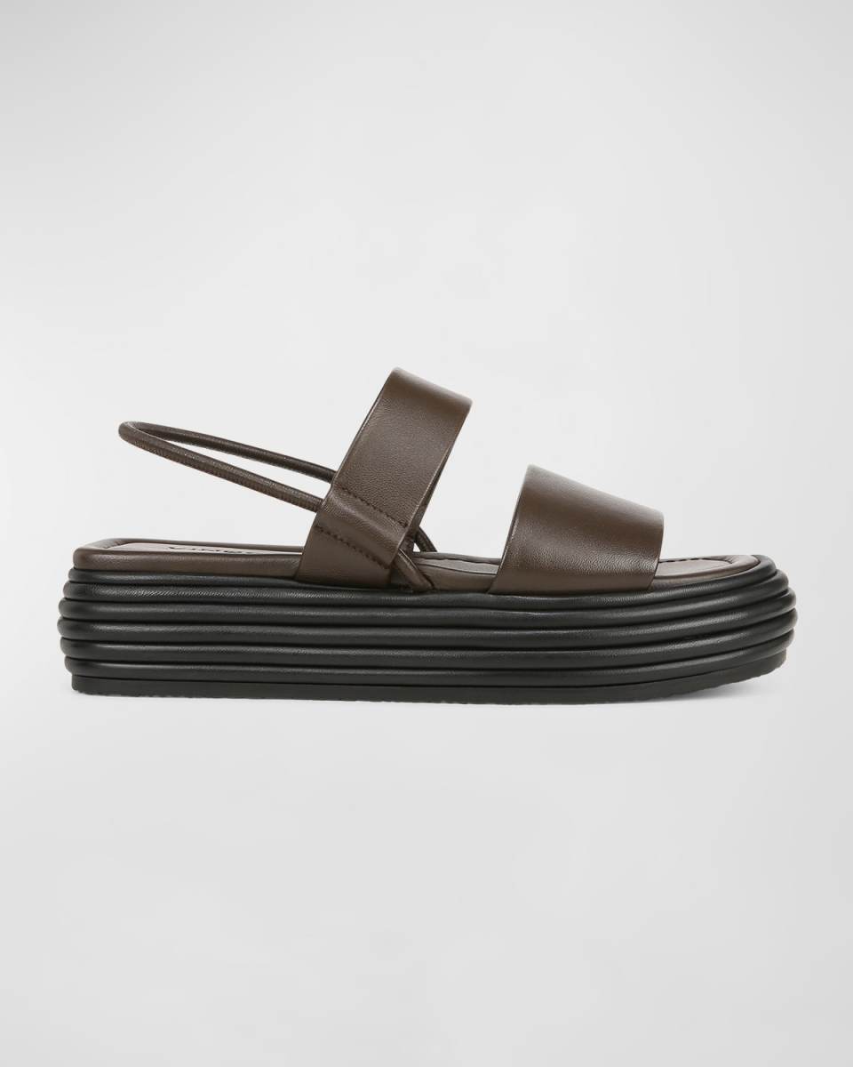 Priya Leather Two-Band Slingback Sandals